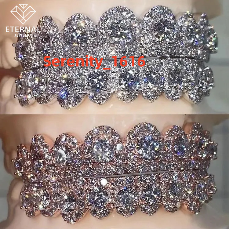 Custom Flawless BBHONEYCOMB Big Stones S925 Silver 10K 14K 18K Solid Gold VVS Moissanite Lab Diamond Iced Out Grillz for Teeth