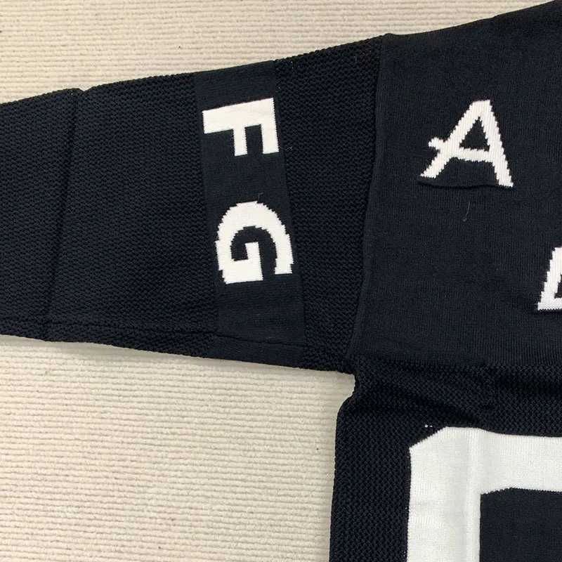 Fashion American Gothic V-neck Casual Street Make Old Long Sleeved Sweater Button Cardigan Alphanumeric Pattern Color Matching Knitwear Y251110