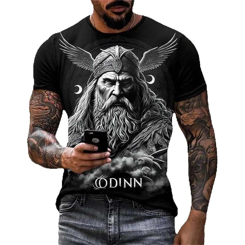 Fashionable men's printed T-shirt, round neck, plus size, comfortable, short sleeved, trendy elements, sporty and casual