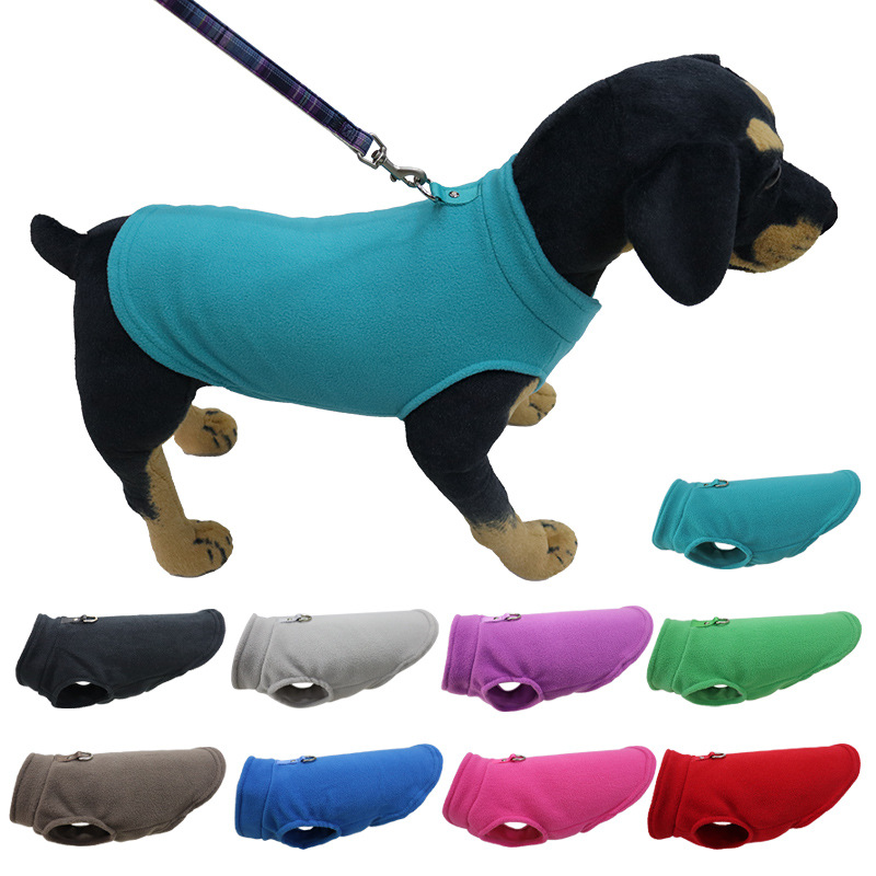 Free shipping Pet Supplies Dog Coats Jackets Fashionable comfortable pet clothes dog clothes thick solid color fleece vest with traction pet supplies