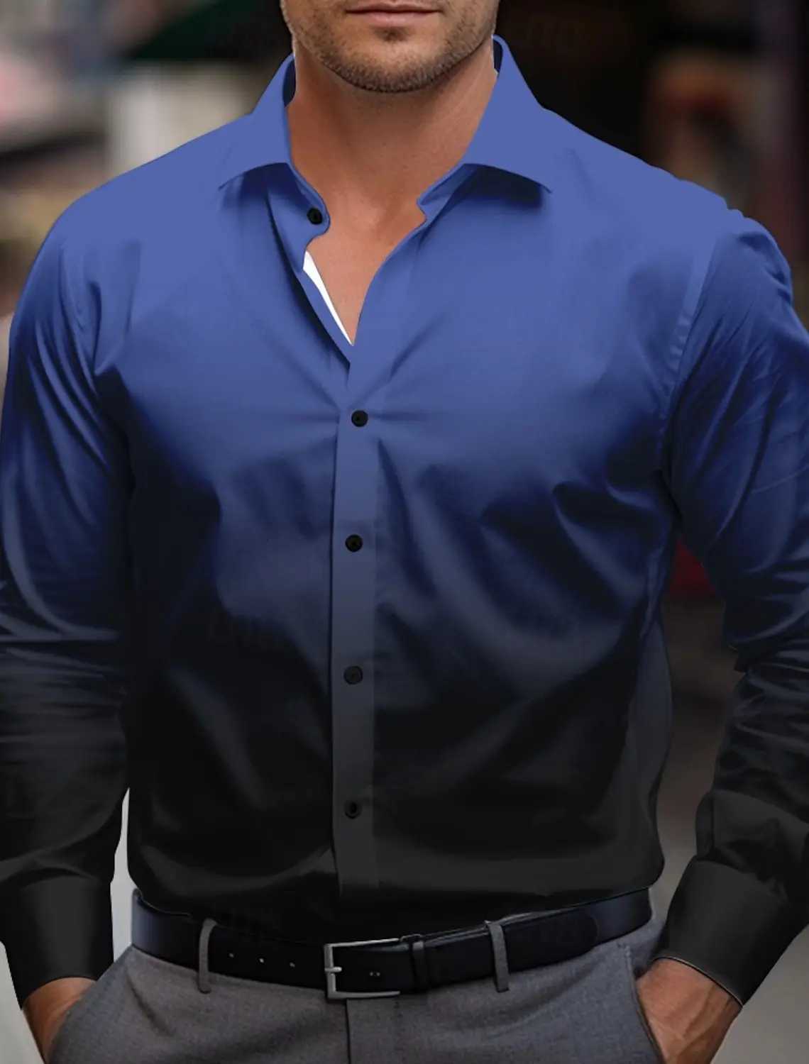 Mens Dress Shirt Button Up Shirt Gradient Business Long Sleeve Shirt Collar Fall Winter Clothing Apparel Button Up shirts K251110