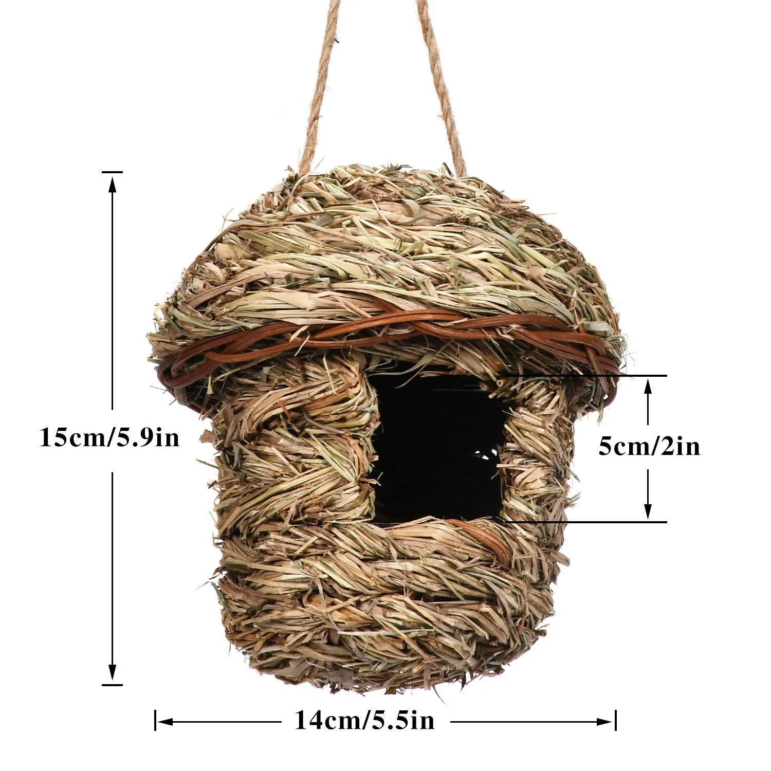 Bird Cage Natural Grass Egg Pitcher Bird House Outdoor Decoration Weaving Hanging Parrot Nest Pet Bedroom 250403