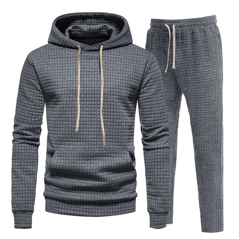 2025 Spring and Autumn Mens Set Long Sleeve Casual Jacquard Hoodie Set Sportswear