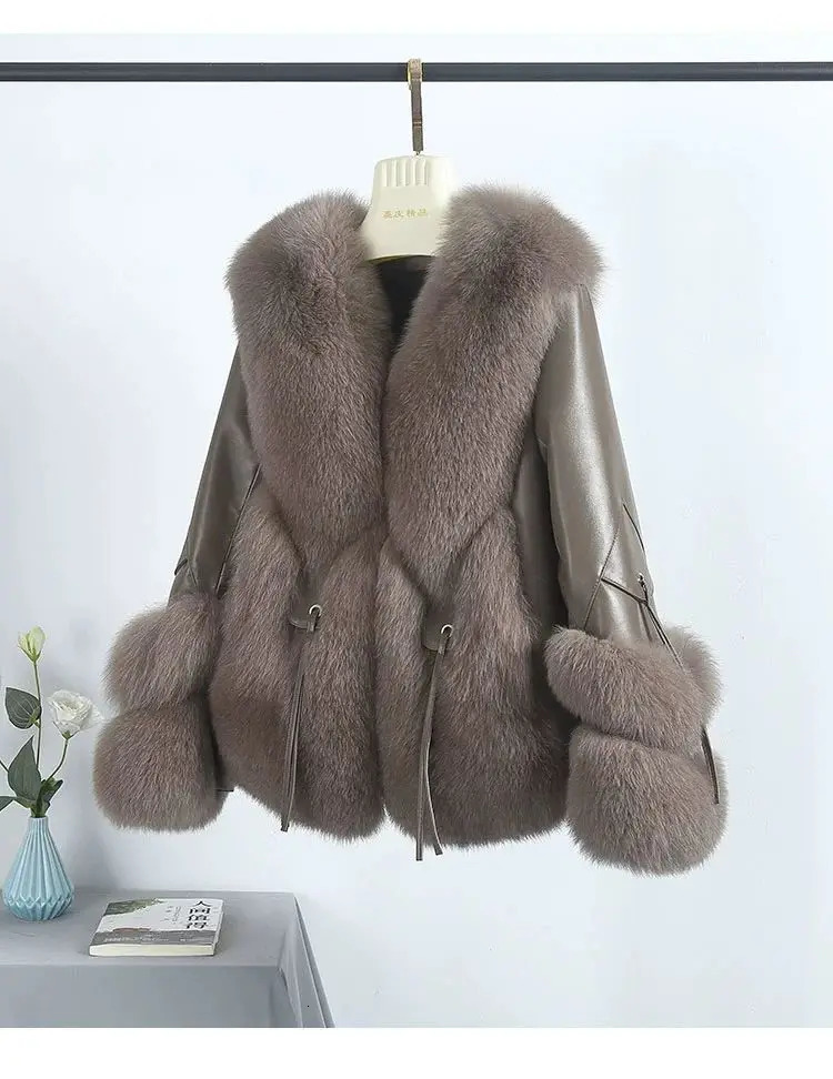Real Fox Fur Coats With down Genuine Sheepskin Leather Wholeskin Natural Jacket Outwear y Women Winter 251110