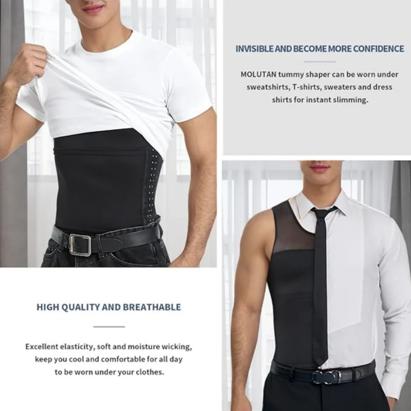 Mens Body Shaper Compression Vest Abdomen Shapewear Tummy Slimming Sheath Gynecomastia Shapers Corset Waist Trainer Fajas Tops 250409