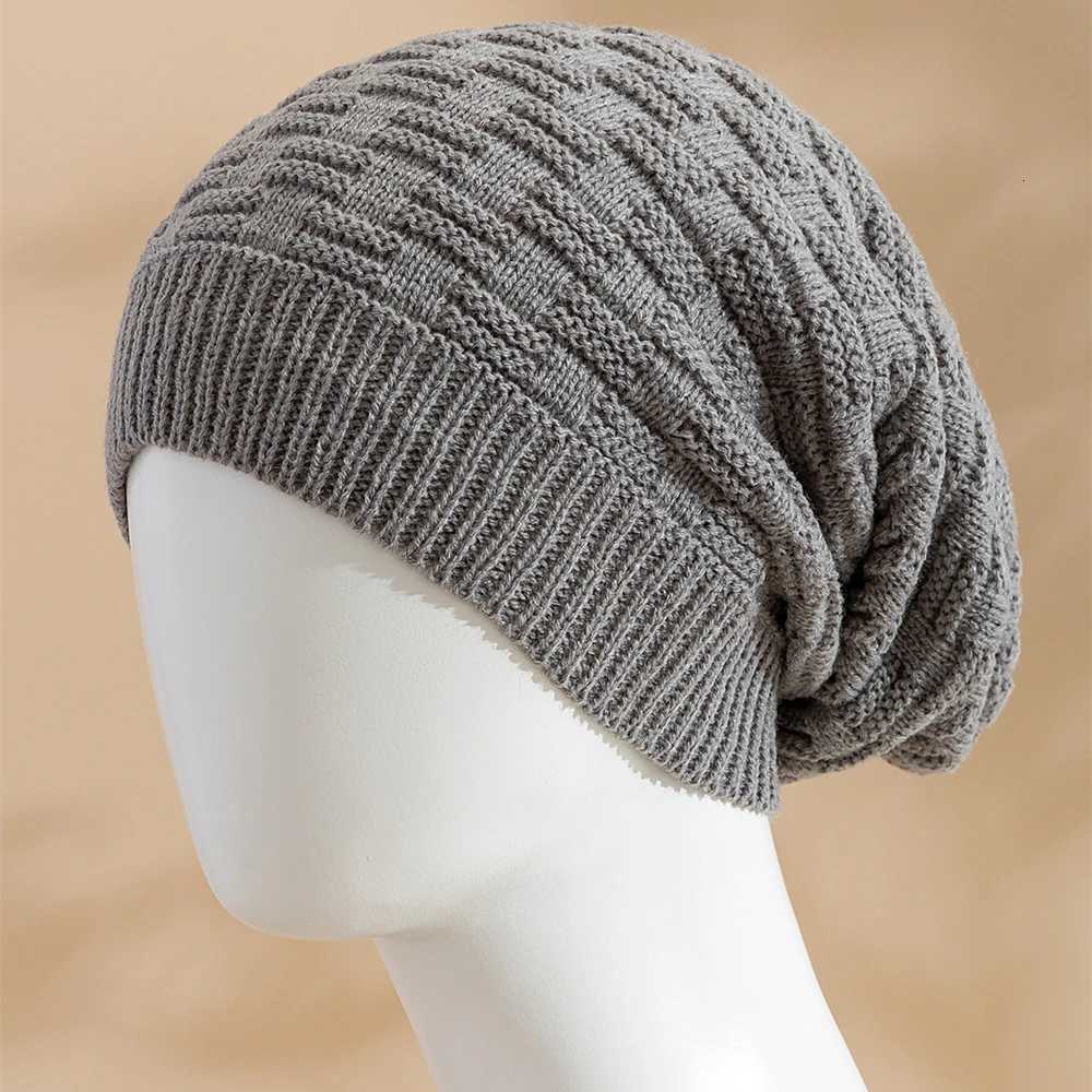 New Unisex Winter Hat Long Size Knitted Cap Casual Beanies For Men Women Solid Bonnet CapXJ251110