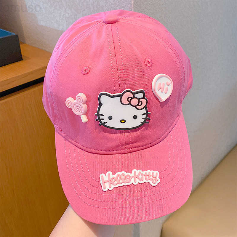 Sanrio Childrens Hello Kitty Baseball Cap Spring Summer 3D Cartoon Wide Brim Kids Sun Hat H251110