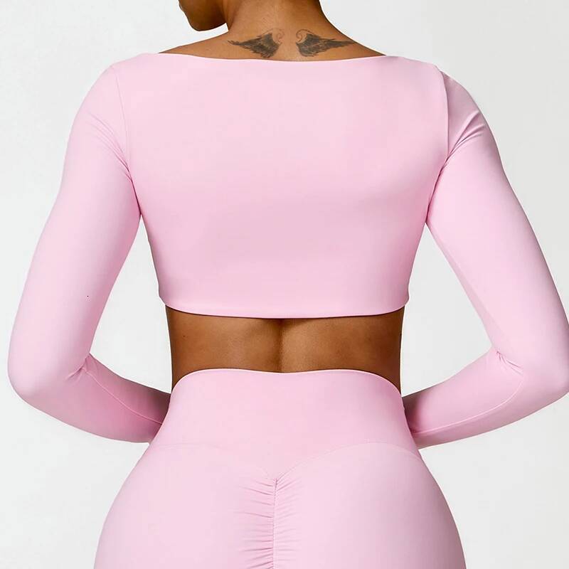 Sports Women Outdoor Running Fitness Wear T-shirt Long sleeved Yoga Shirt Gym Push Up Workout Single Piece Top