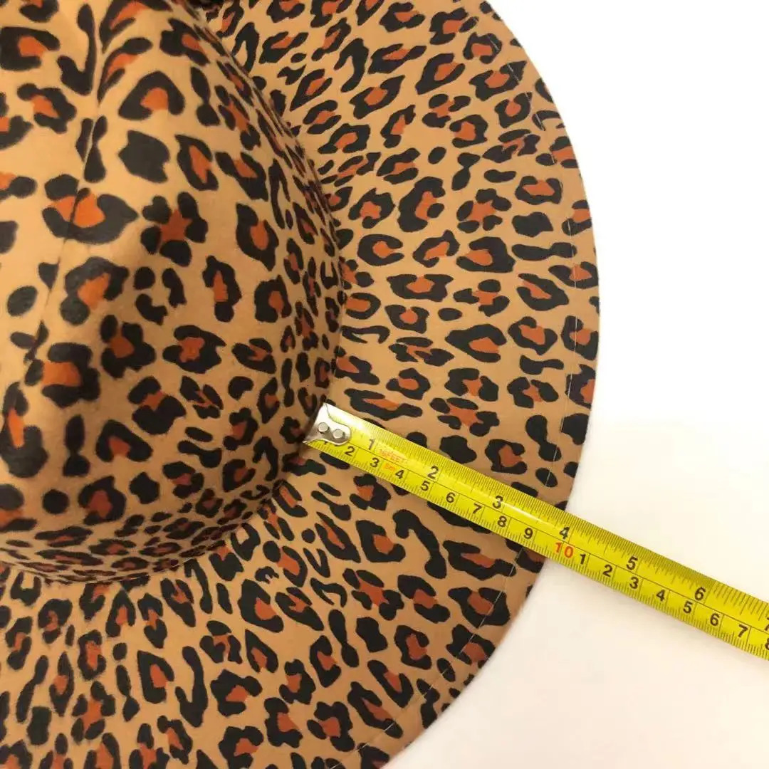 Fedora hat 10cm large brown cheetah pattern jazz oversized brown cheetah print top hat flat brown couple jazz hat 250407