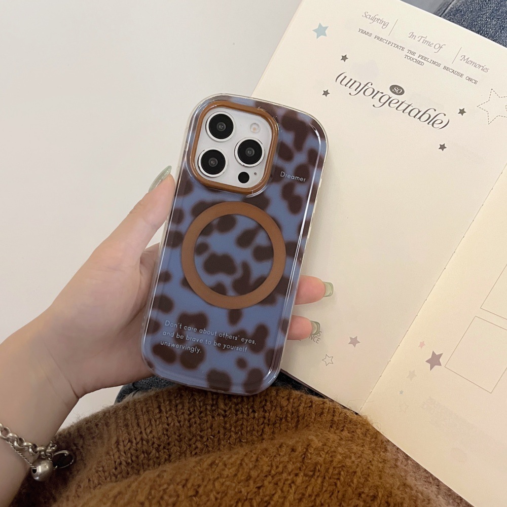 Magnetic Leopard Print Phone Case Compatible with iPhone 17/16 Pro Max Niche Anti-drop iPhone 15/14 Pro