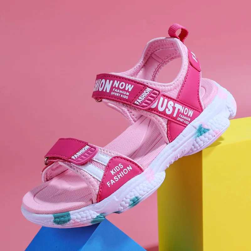 Summer brand anti slip beach shoes childrens sandals casual shoes childrens flower princess flat shoes size 29-38 Z250410
