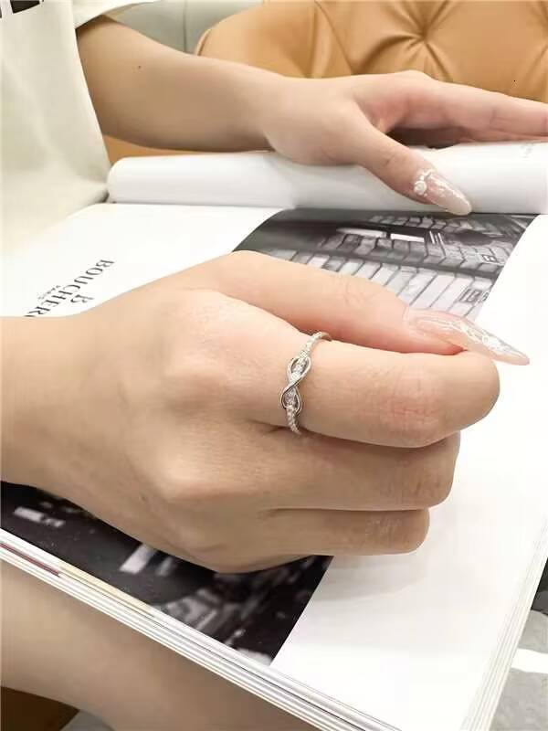 925 Sterling Silver Infinity Symbol VVS Moissanite RingRing Cute Couple Love Design Bowknot Moissanite Rings for Women Jewelry