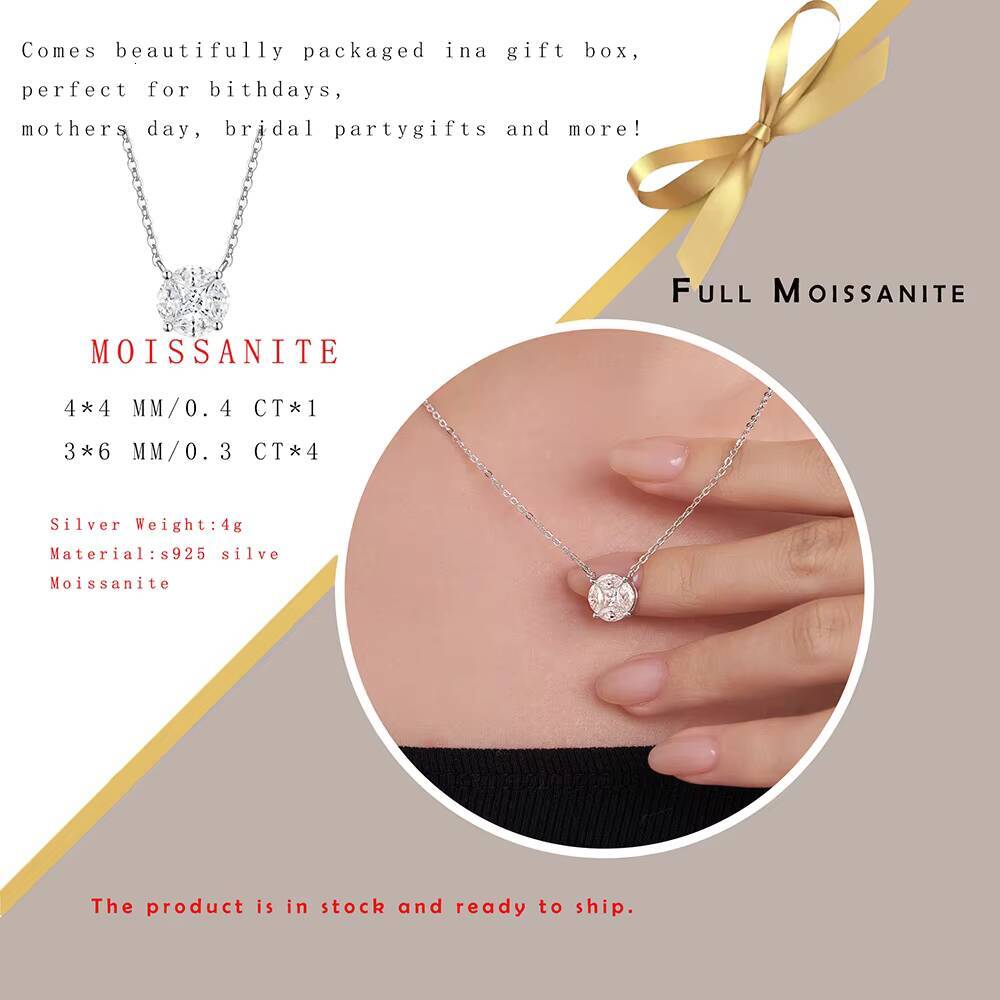 16CTW Moissanite Pendant Womens 925 Sterling Silver Cluster Necklace with GRA Certificate Premium Product Category