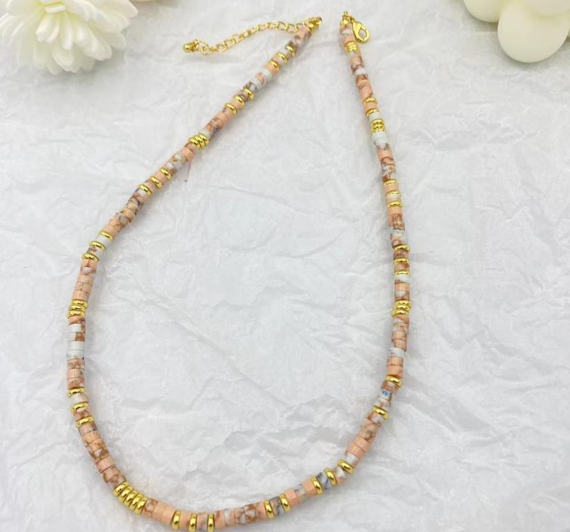 New fresh green gem beaded necklace Copper alloy Bigeville pendant adorn female girls' birthday gifts