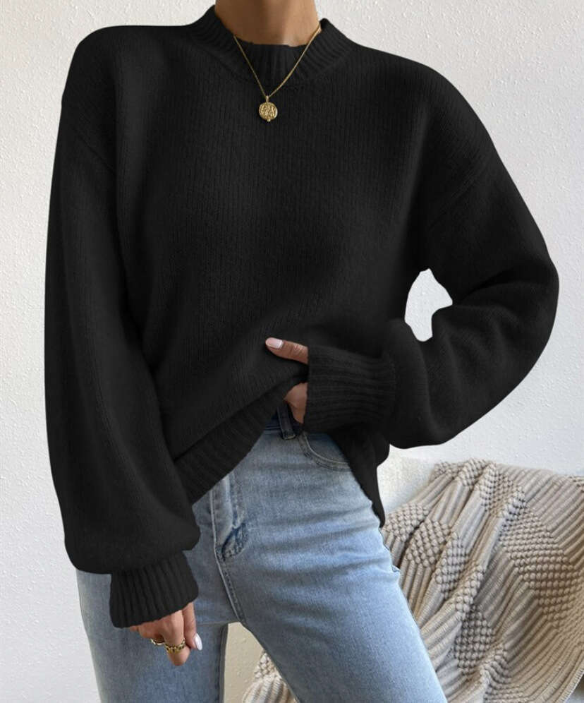 European and American Style Cross-Border Independent Station Autumn Winter New Solid Color Half Turtleneck Casual Pullover Sweater Women Long Sleeve K