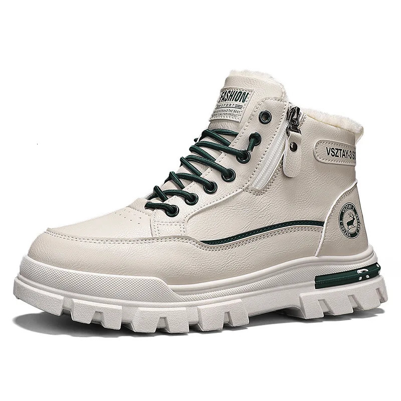 winter plush thick warm mens cotton shoes trendy outdoor high top male snow boots 251107