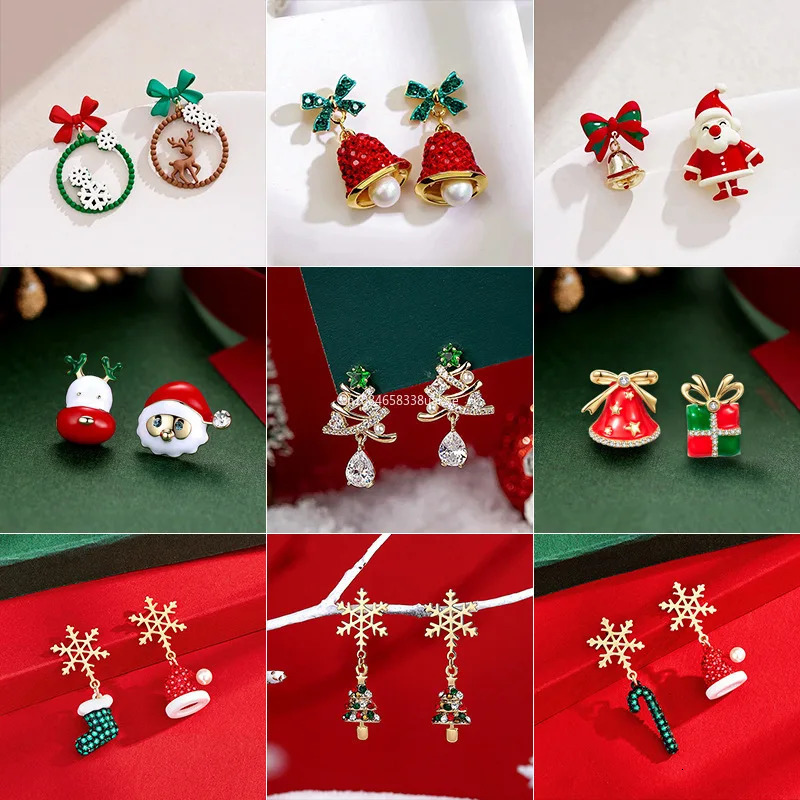 Silver Color Ear Needle Christmas Earrings Christmas Tree Pendant Hoop Earring Christmas Gifts Fashion Party Jewelry 251031