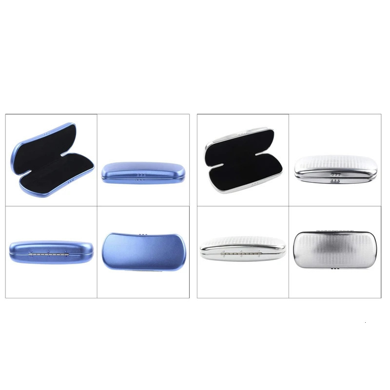 2PCS glasses case aluminum hard shell glasses case bar shaped glasses case for small and medium-sized frames - blue and silver 250409