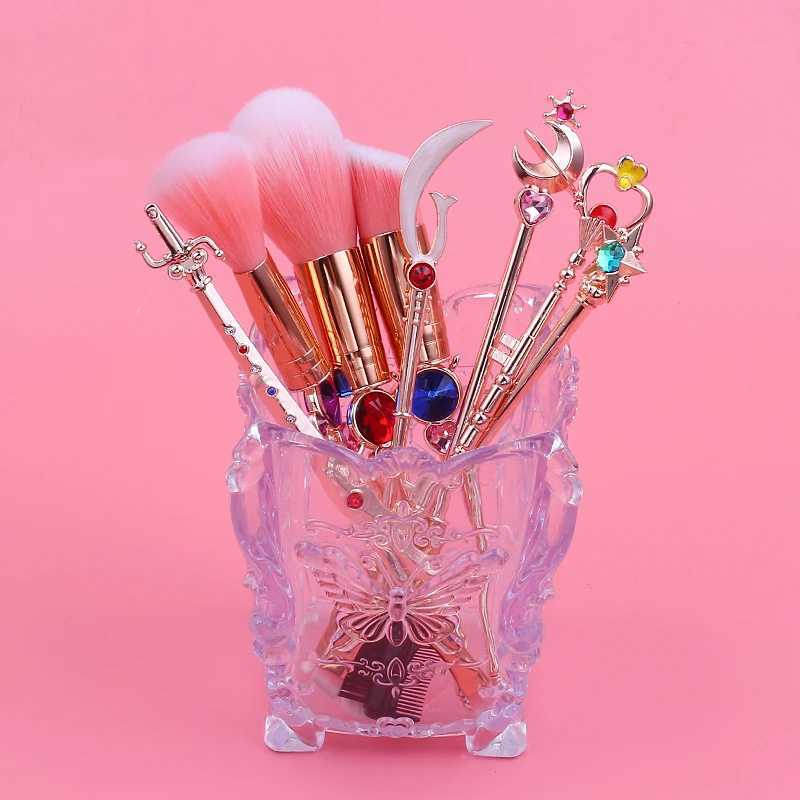 13 PCS Sailor Moon Makeup Wand Weapon Brushes Set Eye Shadow Foundation Cosmetic Brush Eyeshadow Blush Beauty Soft Make Up Tools L251110