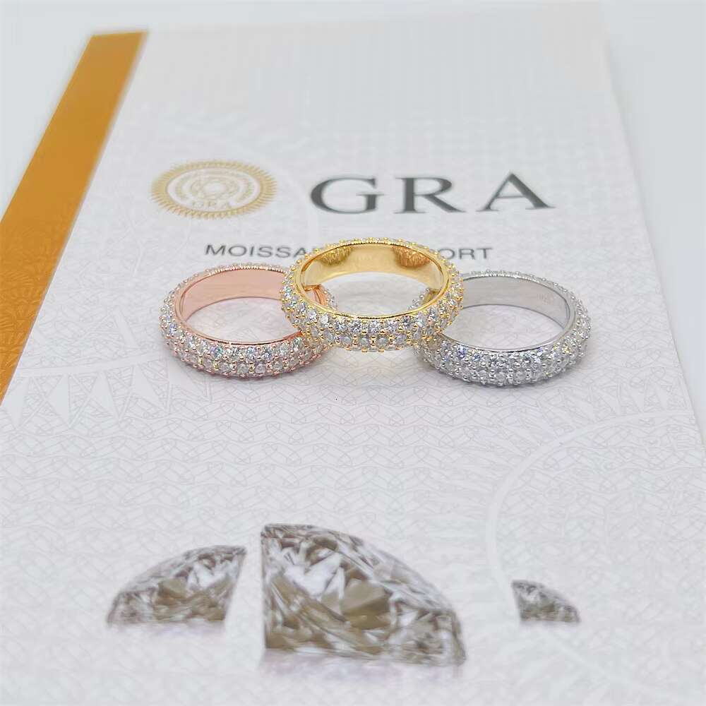 Cheapest Top Quality Popular Gemstone Jewelry Wholesale Charm 3 Rows Eternity Band Men Moissanite Hip Hop Ring