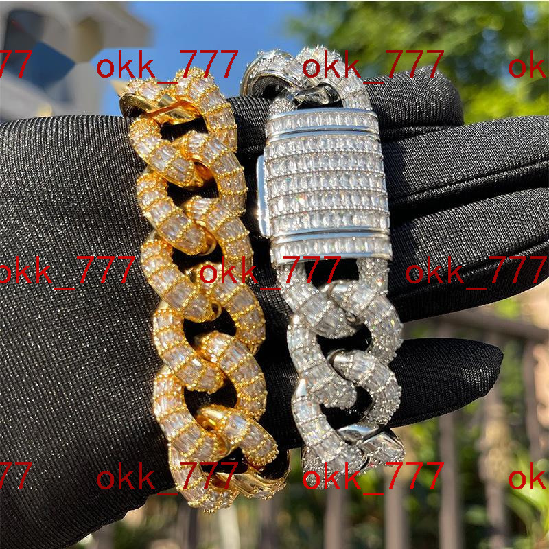Jewelry Hip Hop Bracelet Trendy Brand Three Rows T-shaped 925 silver moissanite Cuban Chain Thick Mens and Womens Bracelet