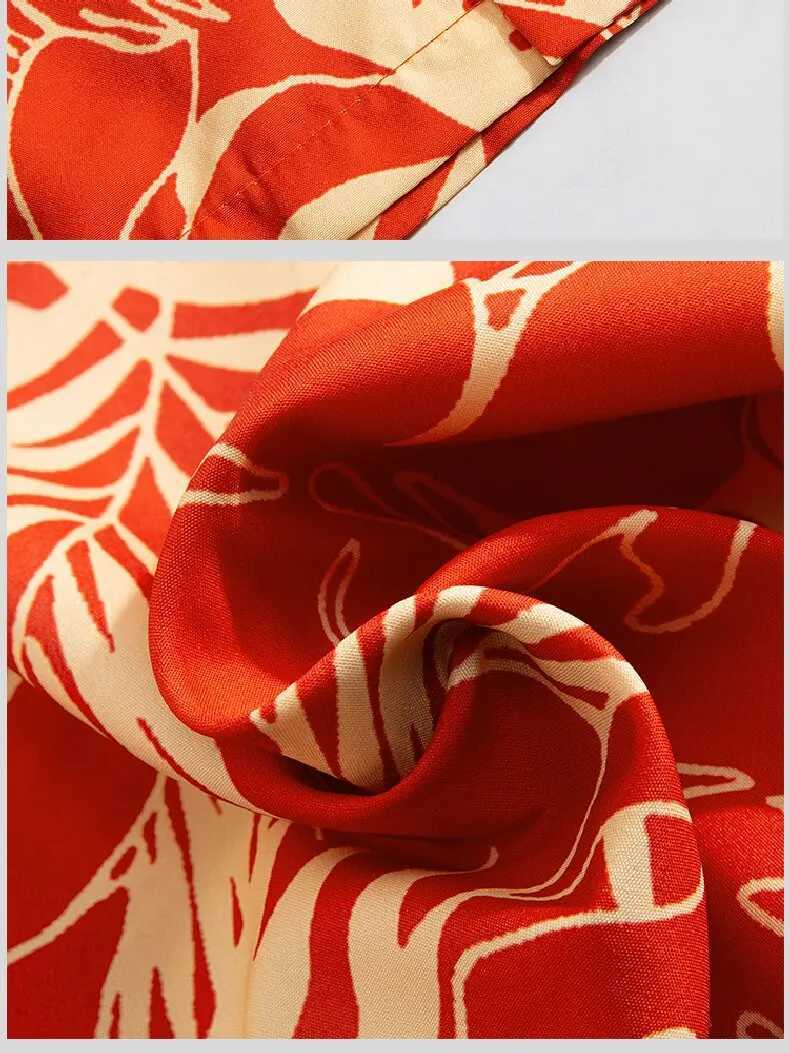 Summer mens fancy shirt Hawaiian beach style design short sleeved casual shirt ice silk quick drying loose top X250410