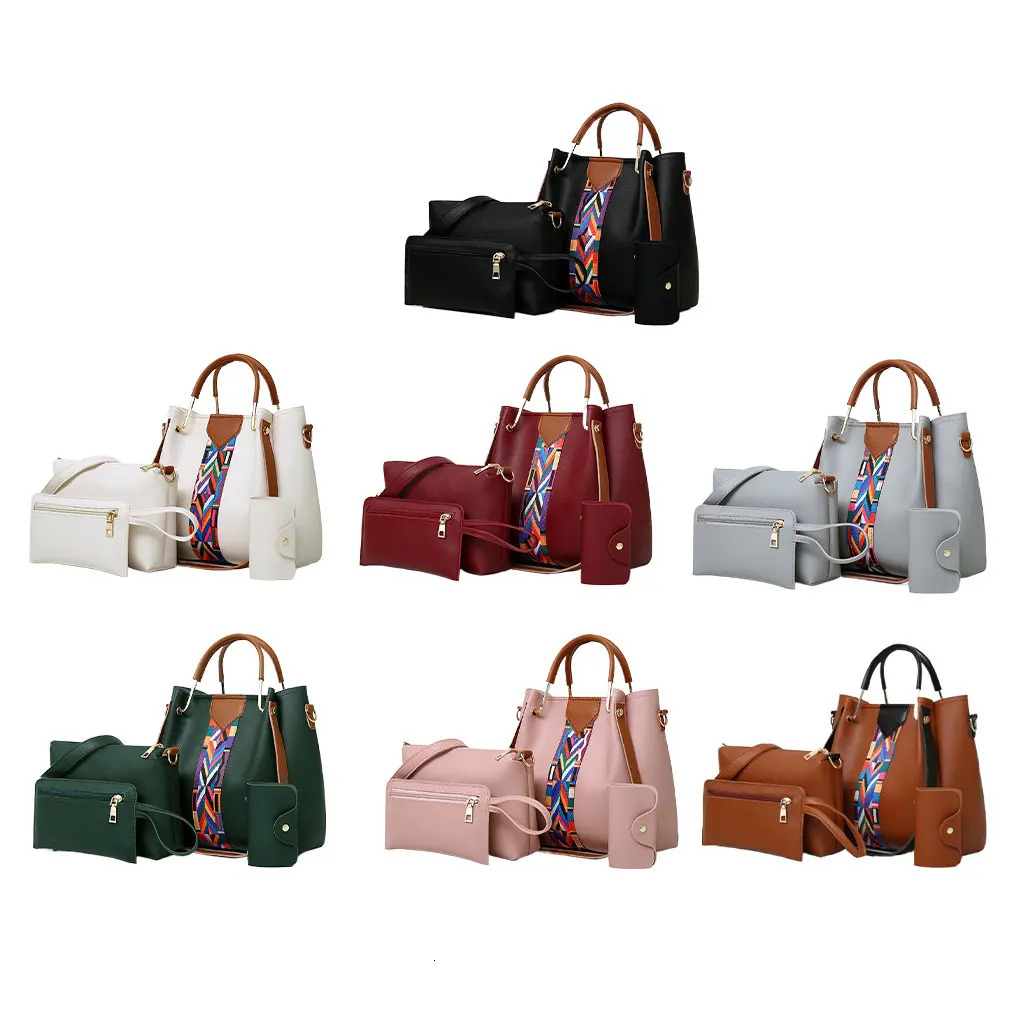 4 Pieces PU Leather Bags Luxury Handbags Solid Color Women Bags Designer Purses and Handbags Set Female Feminina Travel Tote R251110
