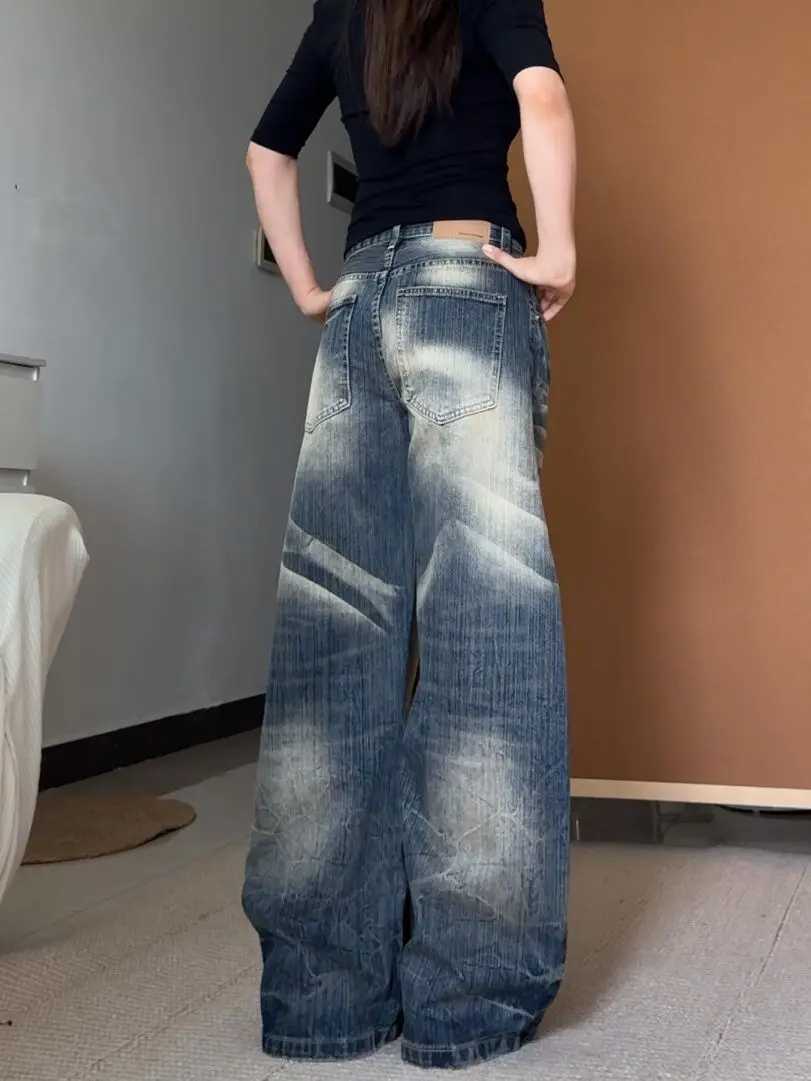 American High Street Wide Leg Jeans Trendy and Fashionable High Waisted Wide Leg Jeans Harajuku Style Hip Hop Y2k Trousers C251110