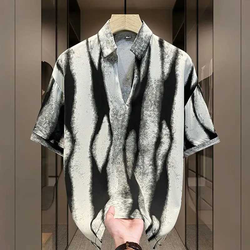 EleGant and fashionable Harajuku slim fit Ropa Hombre loose casual sports full matching T-shirt printed thin short sLeeved shirt X250410