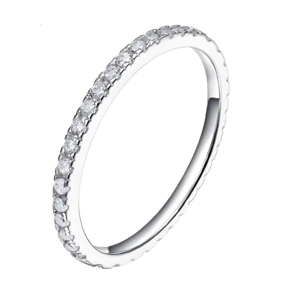 OAHLAN Wholesale Fine Jewelry 925 Sterling Silver Eternity Stackable Ring Promise Wedding Band Moissanite Rings for Women Girls
