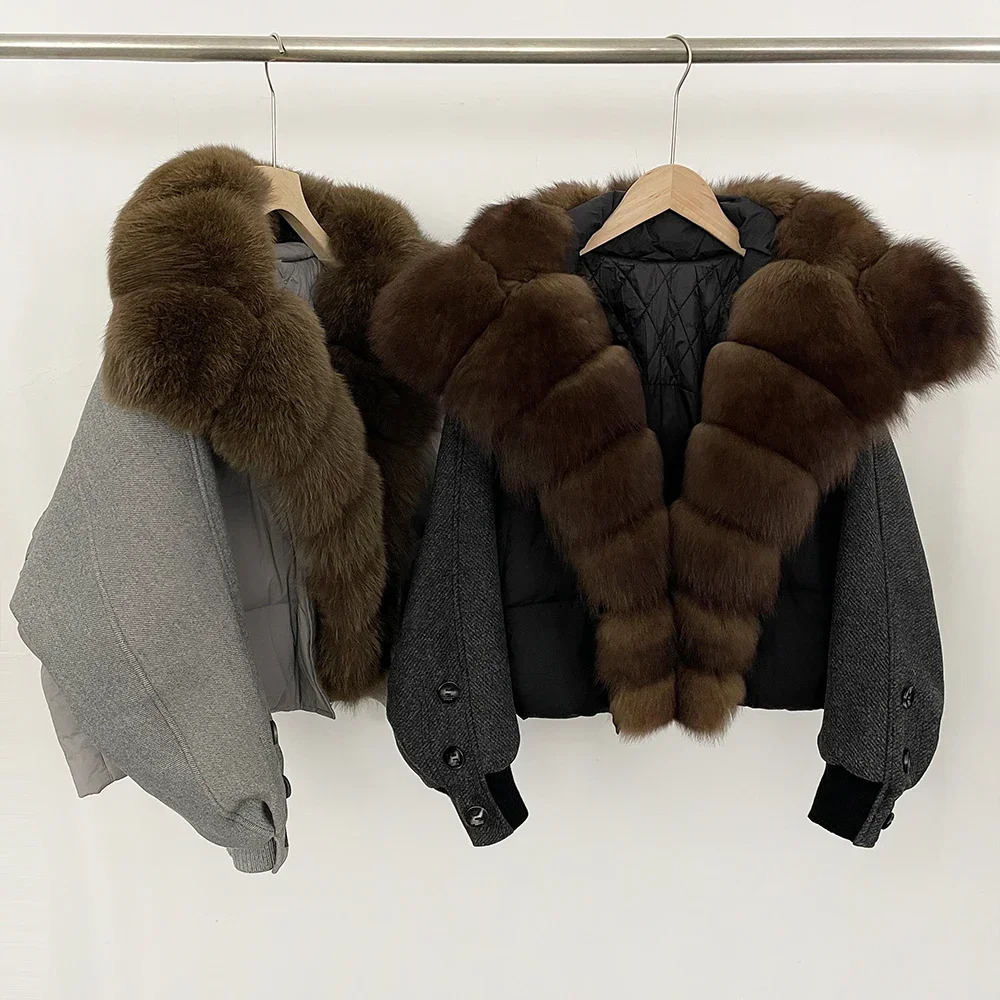 OFTBUY Fur Jacket Warm Women Thick Real Fox Collar Autumn Winter Duck Down Coat Natural Big Puffer Female 251110