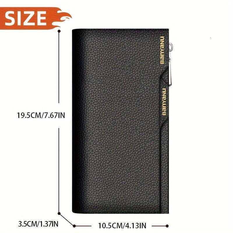 Banyanu Men's Genuine Leather Large Capacity Multi-Card Wallet - Cowhide Clutch with Driver's License Slot