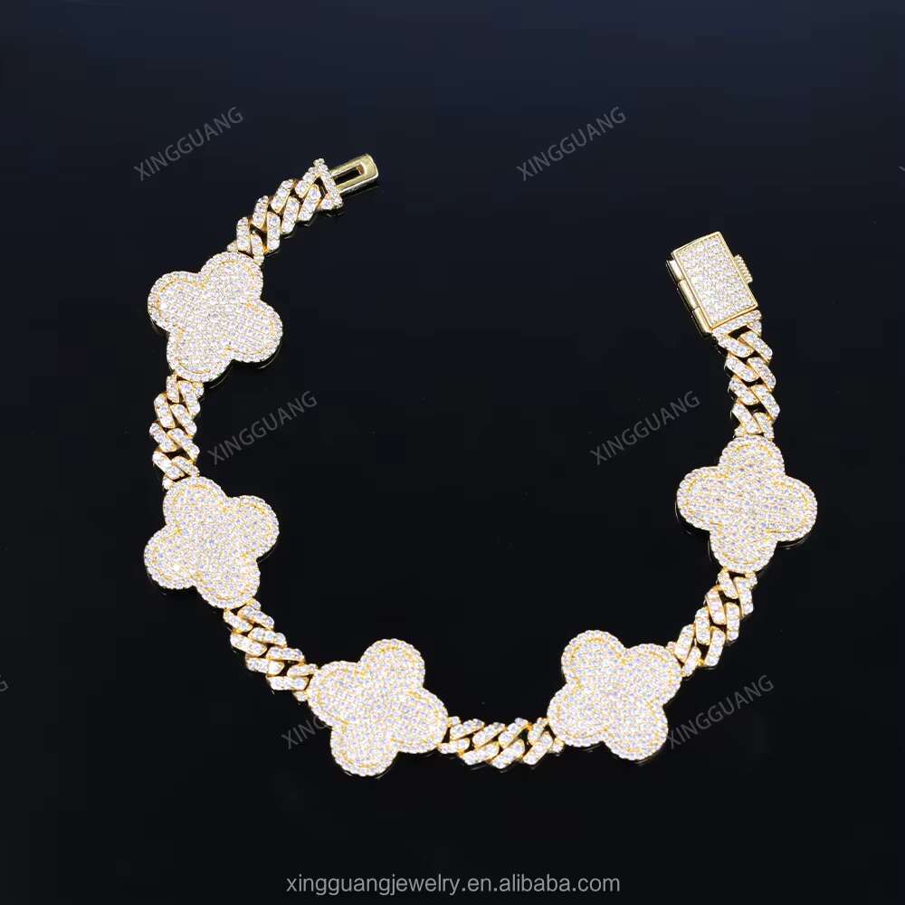 Fashion Jewelry Bracelet S925Solid Silver GRA Certificate D/VVS Moissanite Cuban Link Chain Mens Bracelets