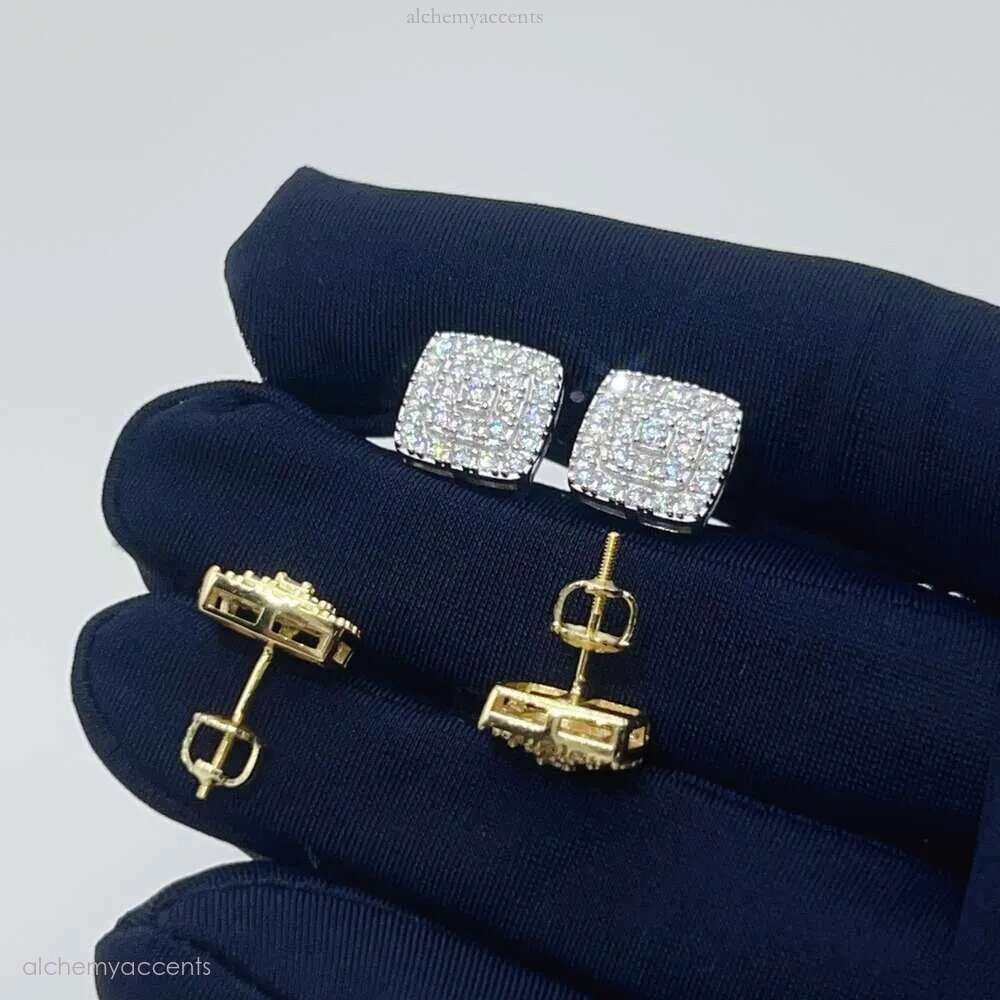 Pass Dia Tester Sterg Sier VVS Classic Gold Plated Ear Studs Moissanite Stud Earring