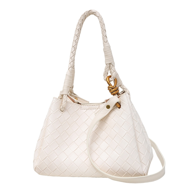 new soft leather woven bag, water bucket bag, high-end crossbody bag