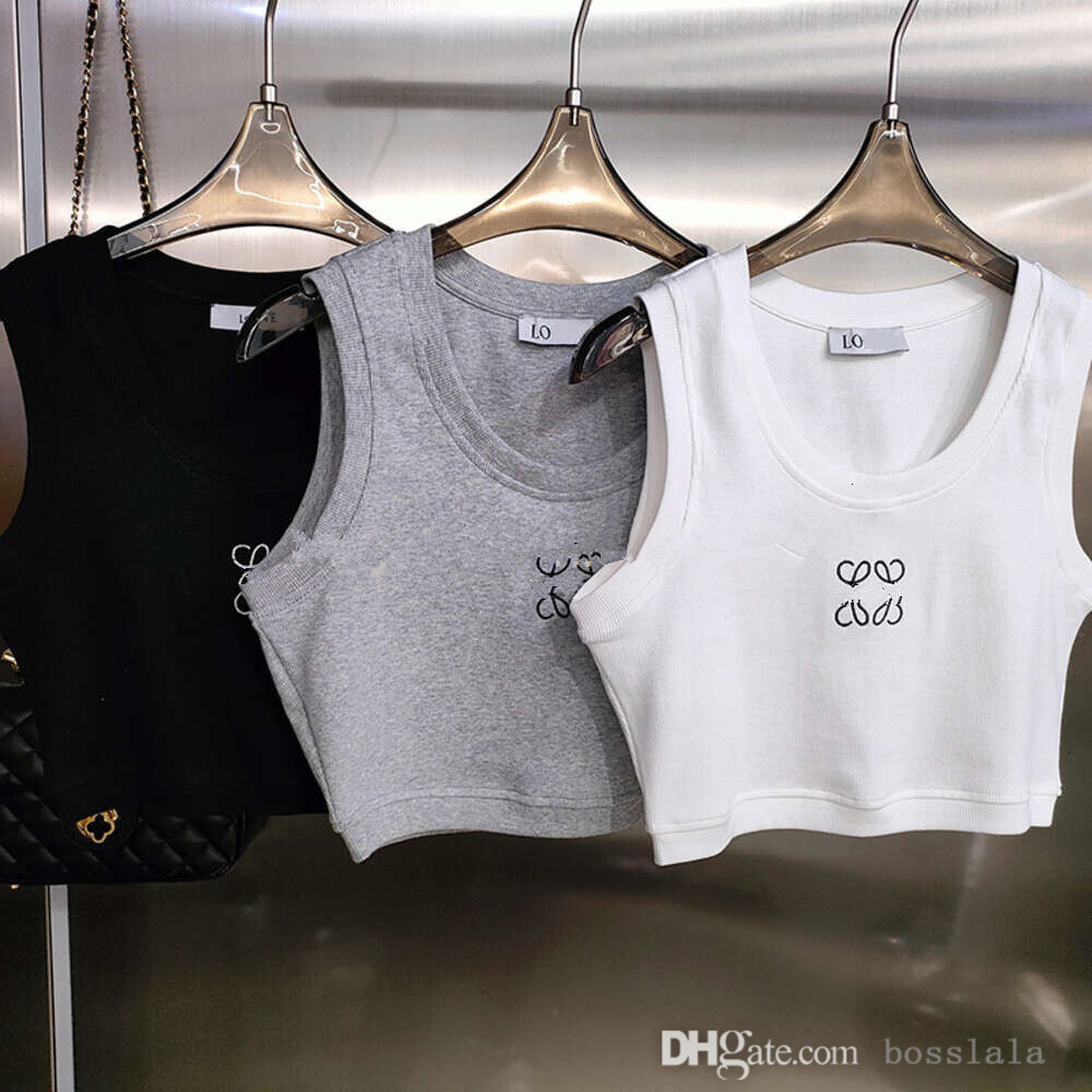 Designer T shirt Clothes Women Embroidery Tank Tops Women Summer Short Slim Navel Exposed Outfit Elastic Sports Knitted Tanks