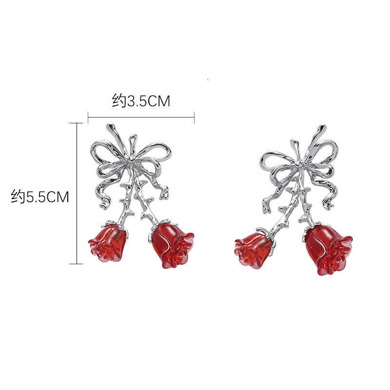 Original Bowknot Dark Night Rose Simple Fashion High-end Sweet Cool Style Personality Stud Earrings