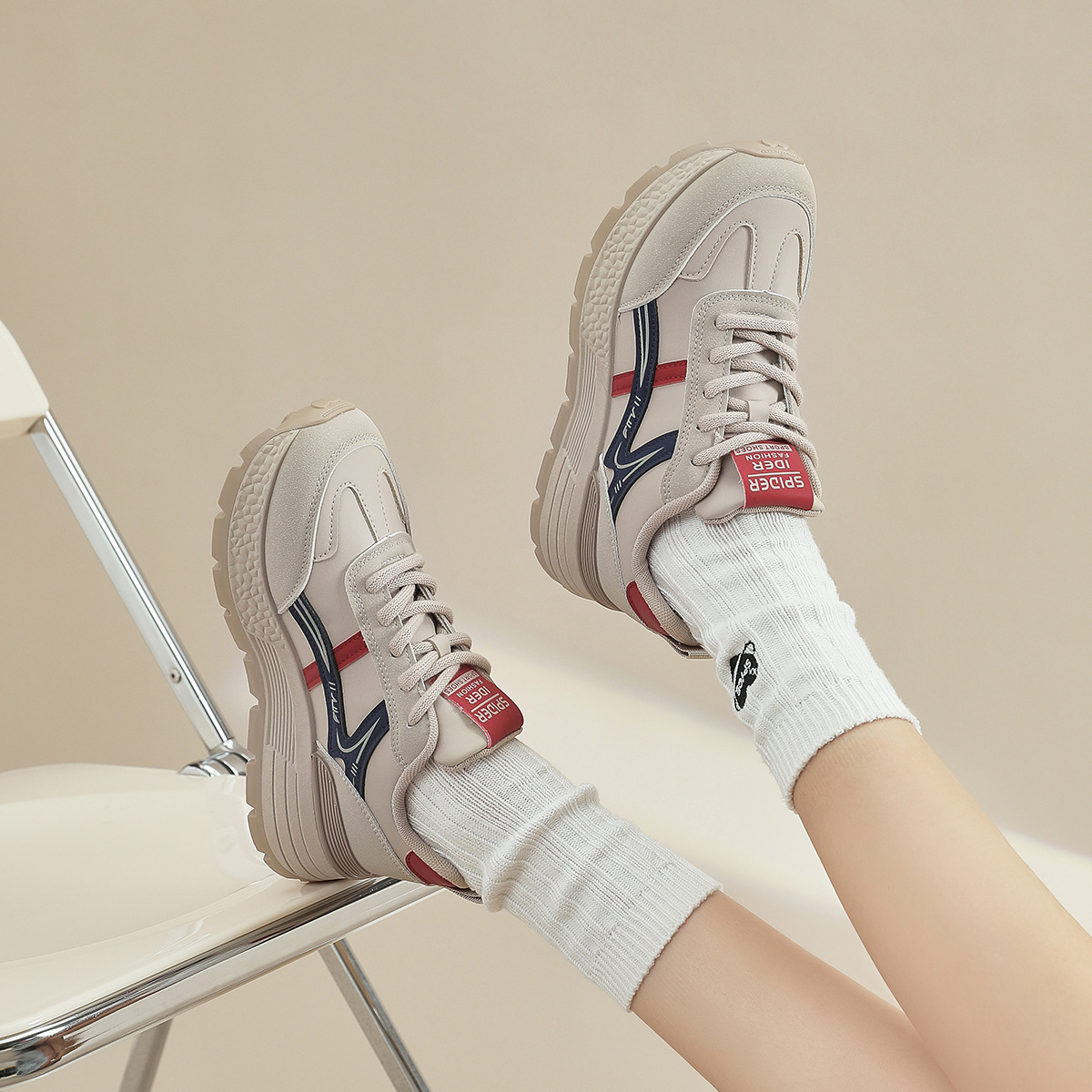 designer shoes new women's shoes spring and autumn thick-soled sports shoes breathable versatile lightweight and casual dad shoes