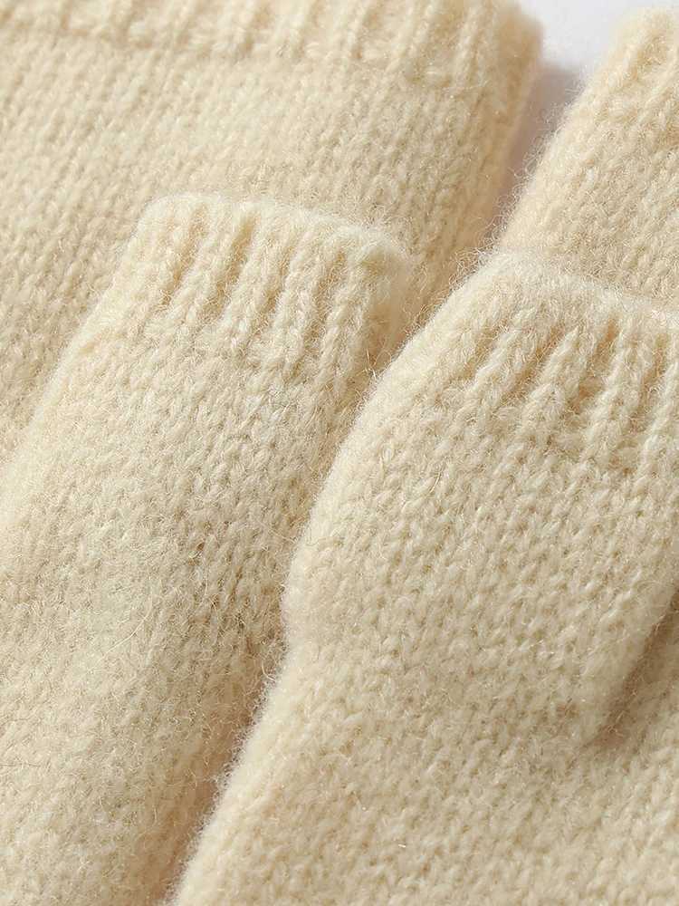 Pure Wool Knit Mittens Autumn Winter Fingerless Gloves Cable Seamless Comfy Warm 100 Wool Thumb Hole Mitts Unisex L251110