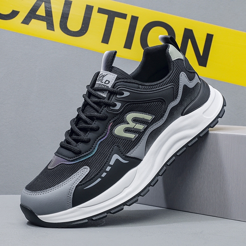 2025 spring new thick soled sports shoes fashion casual youth light men's shoes free shipping gray black large size
