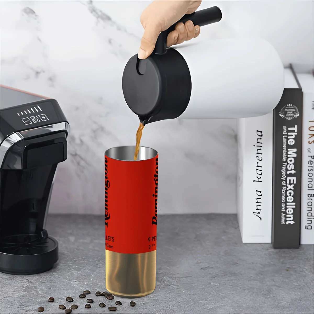 Fashionable cup Blet Design by ZOCIGIFTS - Stainless Steel Travel Cup with Straw Hand Wash BPA Reusable 20oz - Hunt Y251110