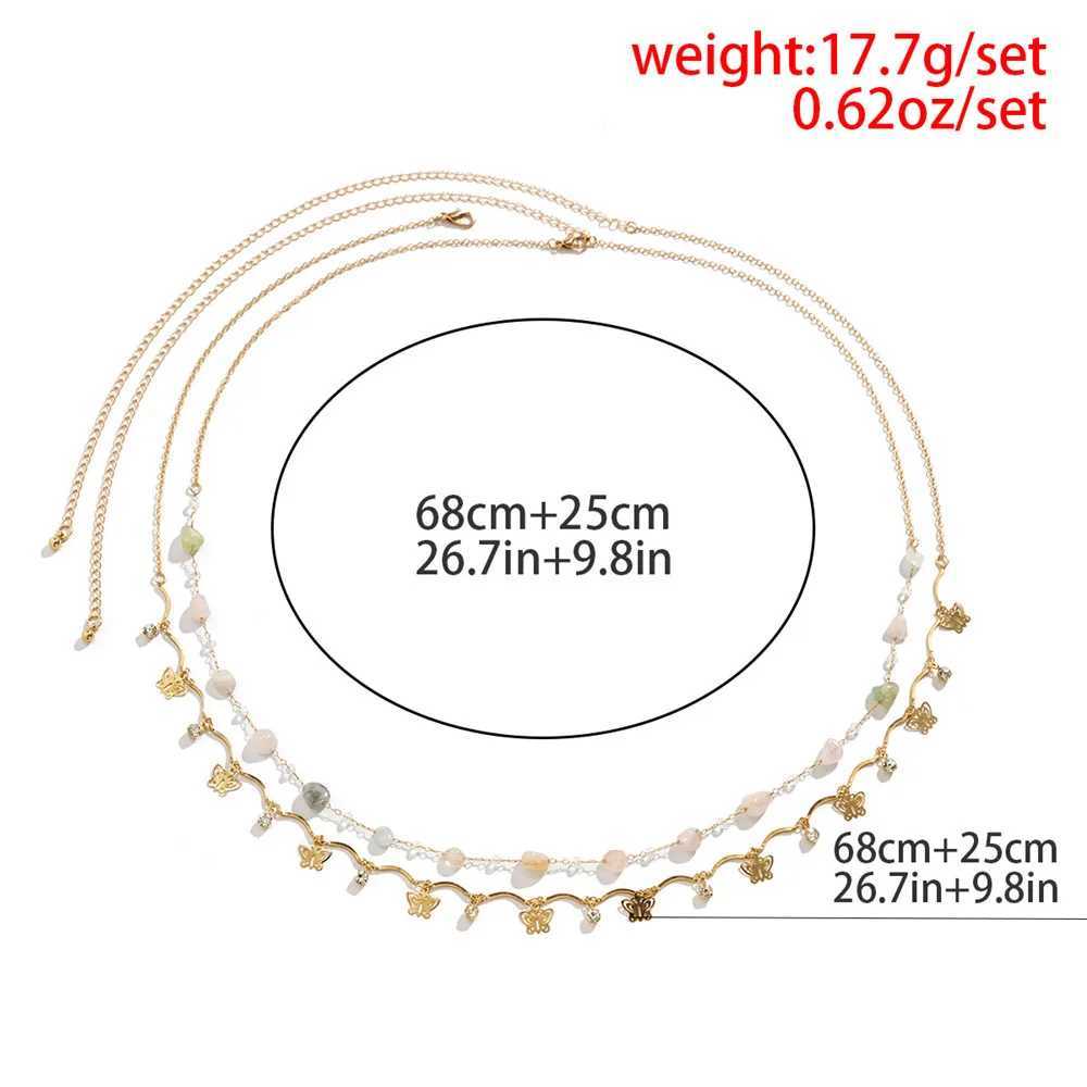 2-piece/set pendant waist chain used for simple natural stone belly chain bikini body chain summer beach vacation Bijou X250410
