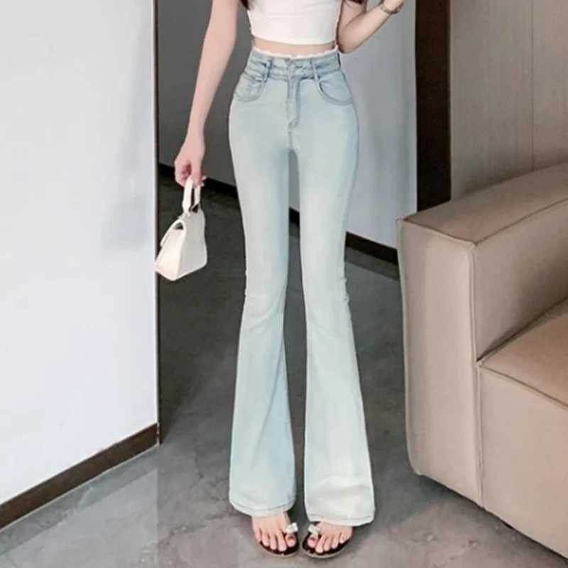 Woman Fashion Daily Designer Y2k Flare Jeans Female High Waist Bell Bottom Pants Girls Stretch Slim Fit Casual Denim Trousers C251110