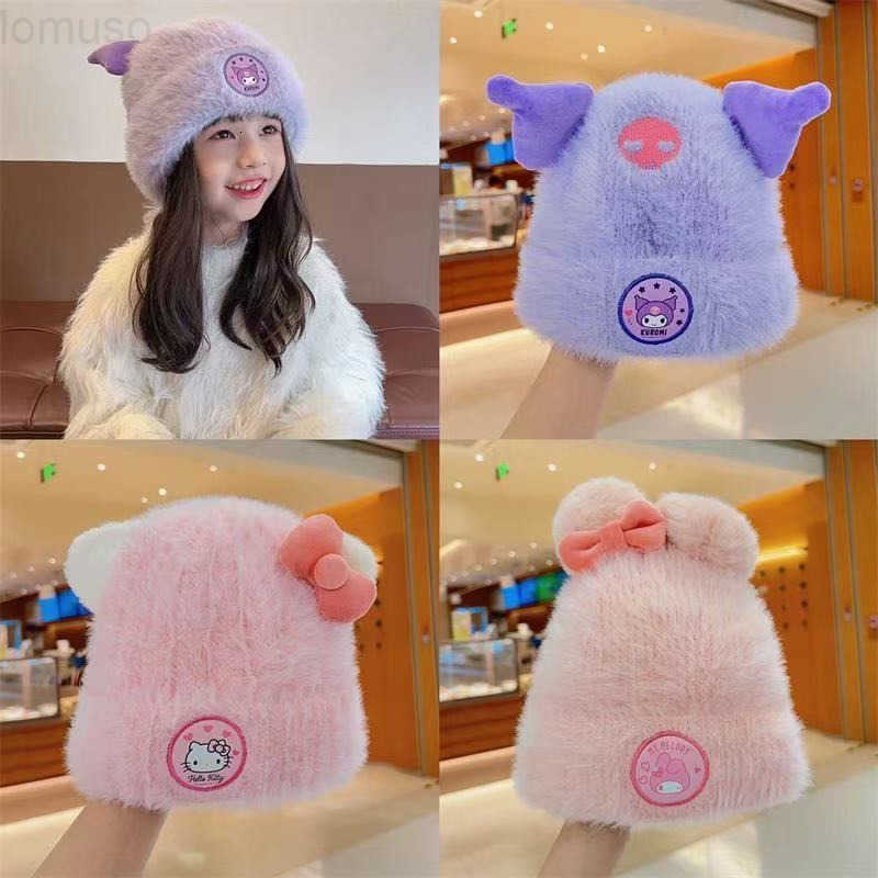 Sanrio Winter Girls Windproof and Cold-proof Hat Cute Cartoon Baby Windproof Warm stuffed Hat Girls Ear Protection Hat New H251110