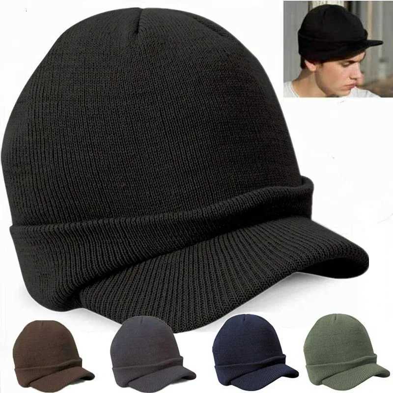 Unisex Warm Knitted Hats 2025 Fashion Thicken Fur Lined Soft Beanie Cap with Brim Thick Winter Knitted Hat for Men WomenXJ251110