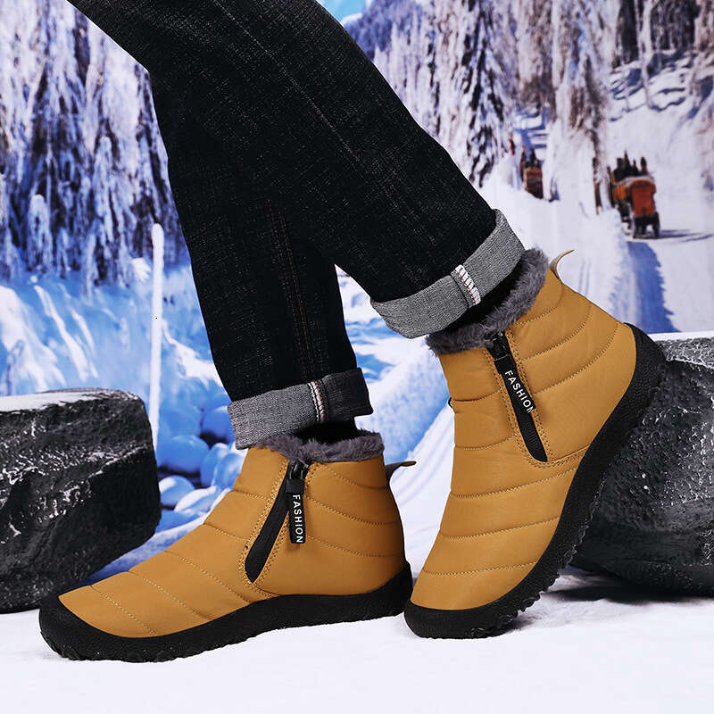 New Large Size Snow for Men Outdoor Thickened Warm Shoes with Zipper and Fleece Winter Men's Cotton Boots lightweight comfortable