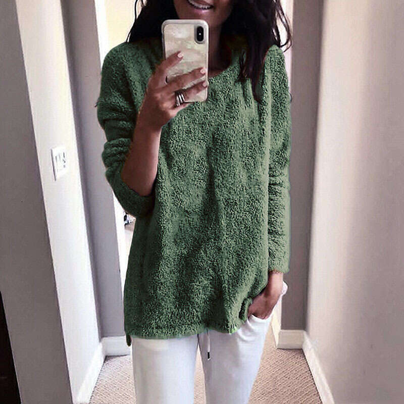 2024wish Amazon Fashion Women's Winter New Round Neck Fleece Top Sweater In Stock
