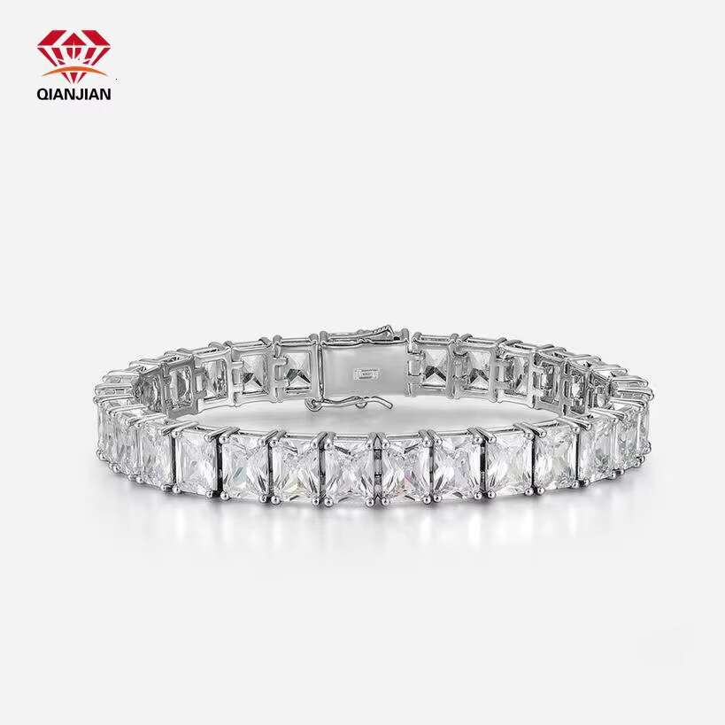 Hip Hop Custom 18K Gold Plated 925 Silver Bangle Lab Diamond VVS Moissanite White Gold Bracelet for Men