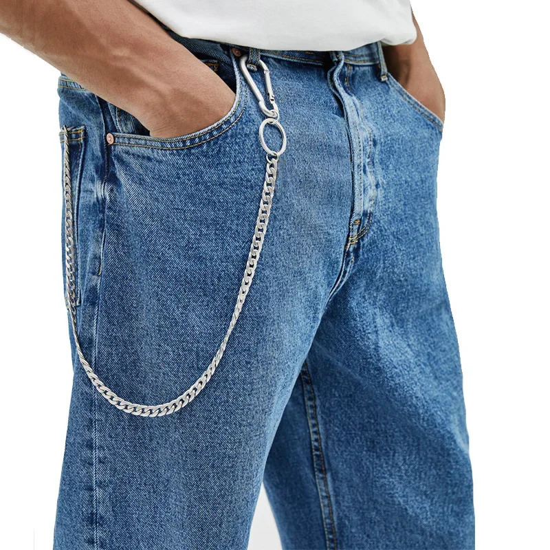 45cm Stainless Steel Punk Hip Hop Fashion Belt Keychain Trouser Chain Mens Pants Jeans Wallet Gift 250410