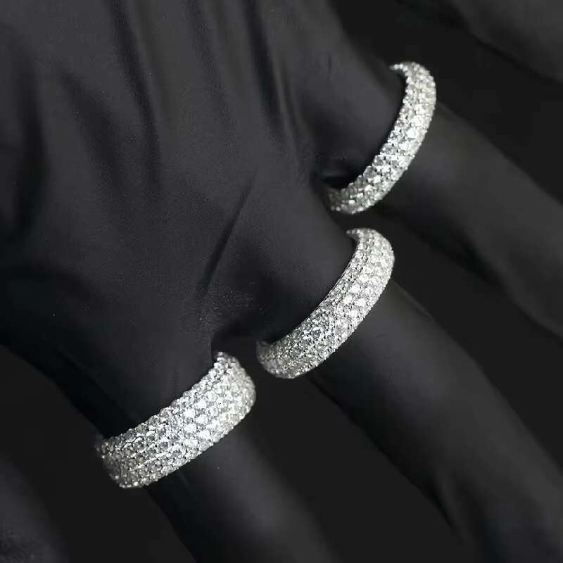 Fashion Style Mans Cuban Ring 925 Sterling Silver Ice Out Moissanite Diamond Hip Hop Rapper Cuban Ring